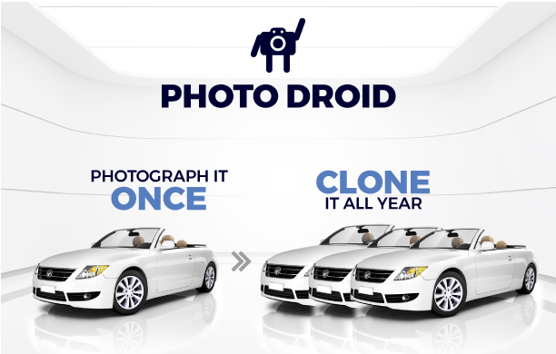 Photograph each new vehicle once and let Photo Droid clone it all year