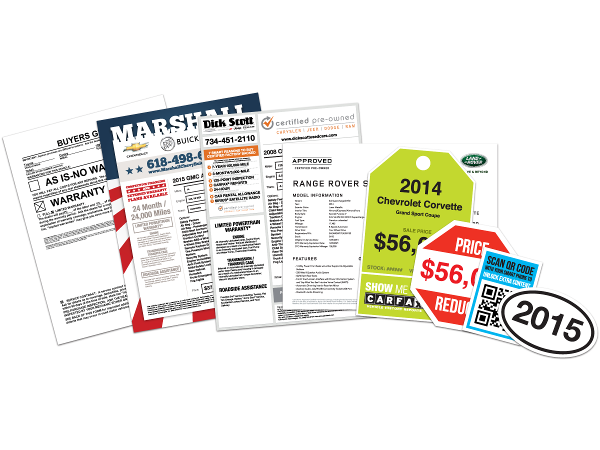 auto dealer window stickers and buyer's guides